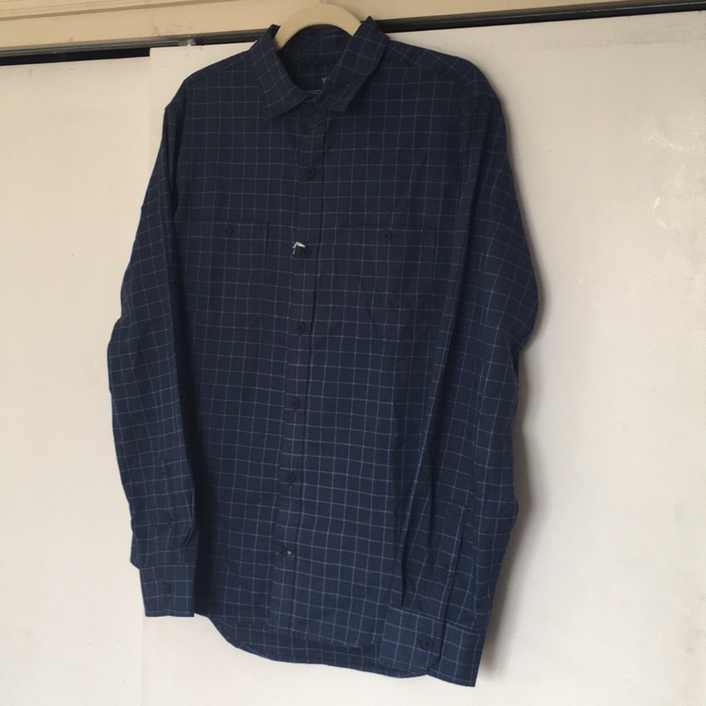Mack Weldon tech flannel shirt blue check